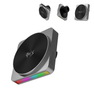comprar Cargador inalámbrico para iPhone de tecnología negra con proyección de luz ambiental de 9 colores y carga rápida de 15W para automóviles online manufacture