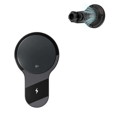 comprar Forte estabilidad magnética ventilador ultra delgado enfriamiento de carga rápida carga inalámbrica cargador del teléfono del coche operador de una sola mano online manufacture