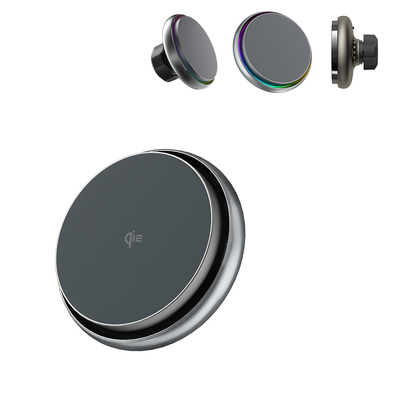 comprar Modos de iluminación ajustables y aspecto de gama alta en el iPhone Cargador inalámbrico con lentes de patrón de CD y marco de metal online manufacture