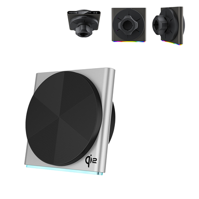 comprar QI2 lámpara de recogida de diseño ultra delgado, metal, succión magnética súper fuerte, automóvil inalámbrico montado con proyección de efecto de luz RGB de 9 colores lámpara ambiente, operación con una sola mano, rotación de 360 grados, carga rápida online manufacture