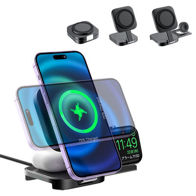 Estación de carga compacta 3 en 1 para iPhone 15 Pro Max con función de sincronización