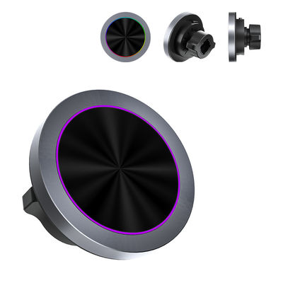Cargador de cargadores de teléfonos de automóviles inalámbricos con textura de aleación de aluminio y luz RGB