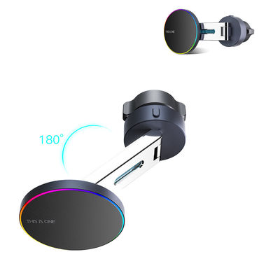 Cargador de teléfono de automóvil magnético ajustable en múltiples ángulos con luz ambiental
