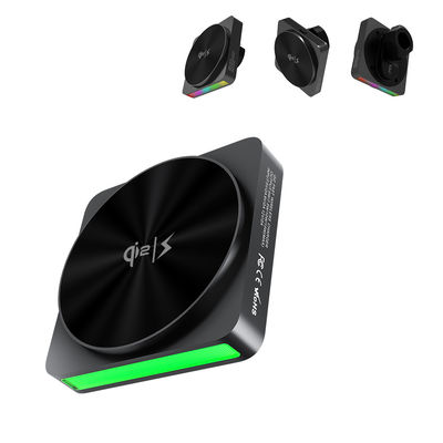 Cargador inalámbrico de automóviles de 9 colores, cargador inalámbrico de carga rápida de 15w Placa de metal Tecnología de sonido negra