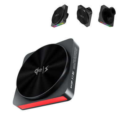 Cargador inalámbrico de 15w con proyección de luz ambiente RGB de 9 colores y control central para el teléfono magnético del automóvil