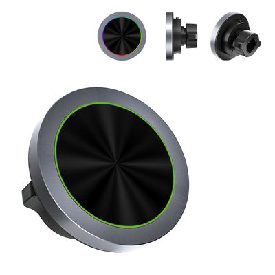 Texturas de aleación de aluminio Efecto luminoso RGB Cargador inalámbrico ajustable Magsafe para cargadores de teléfonos de automóviles Carga rápida con una sola mano