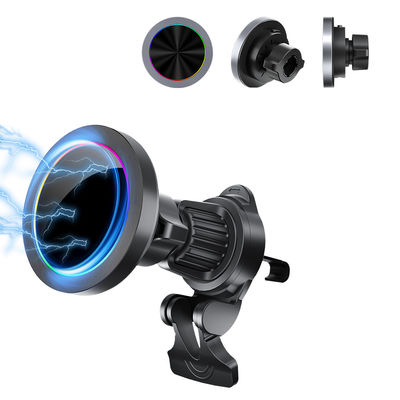 Cargador de coche para iPhone con efecto de luz RGB ajustable, carga rápida y operación con una mano, diseño magnético de diámetro pequeño