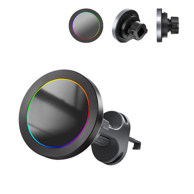 Tectura de aleación de aluminio Efecto de luz RGB Portador de teléfono de automóvil inalámbrico Cargador rápido Operación con una sola mano