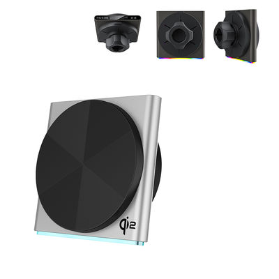 QI2 lámpara de recogida de diseño ultra delgado, metal, succión magnética súper fuerte, automóvil inalámbrico montado con proyección de efecto de luz RGB de 9 colores lámpara ambiente, operación con una sola mano, rotación de 360 grados, carga rápida